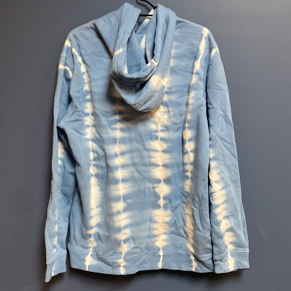 NWT PACSUN SIZE  MEDIUM MENS HOODED SWEATSHIRT BLUE WHITE TIE DUE DESIGN UNISEX - Picture 9 of 10